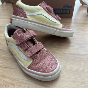 Vans Kids Sparkly Pink and Cream Sneakers